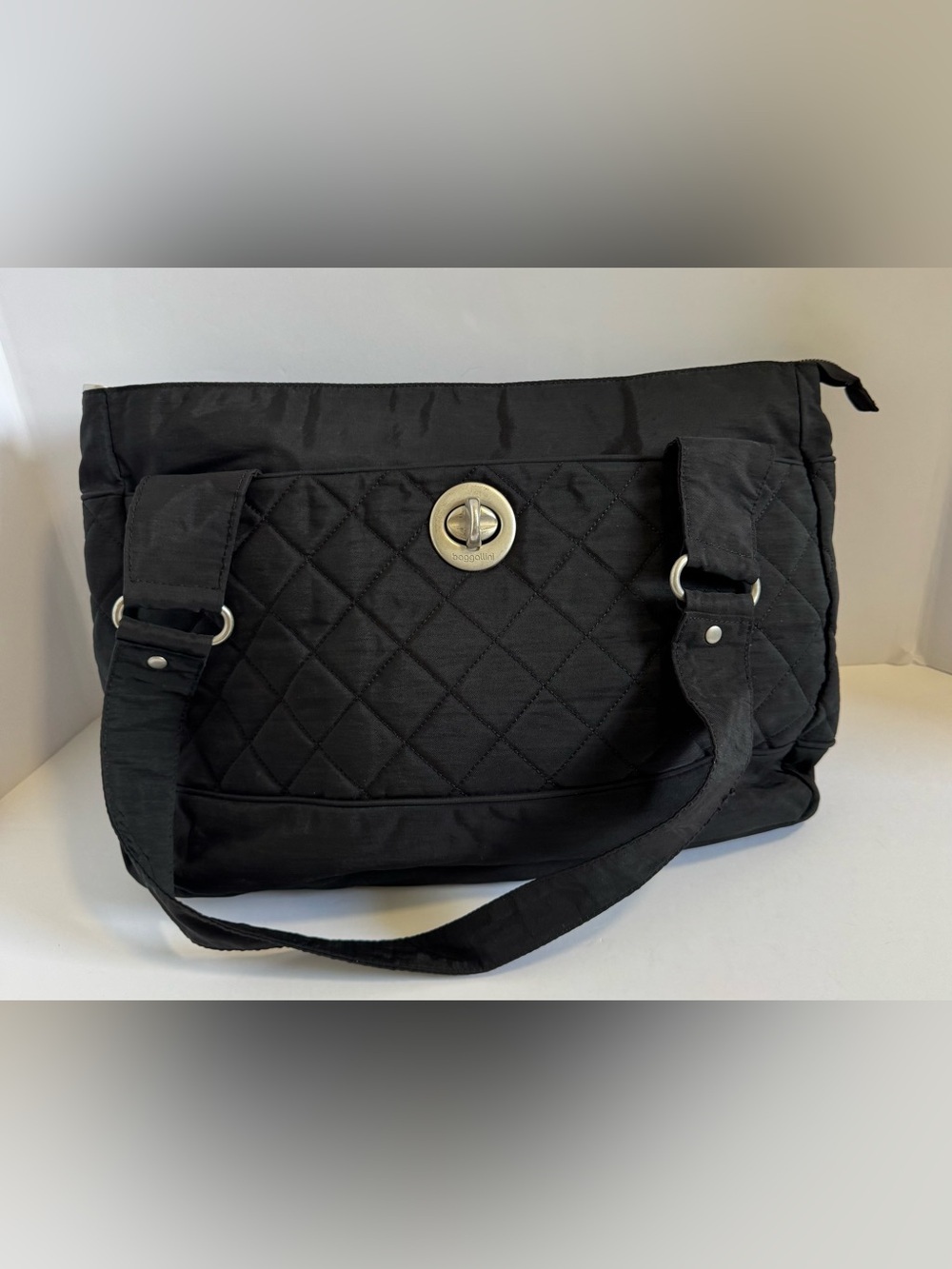 Baggallini Quilted Turn-Lock Tech Tote / Shoulder Bag